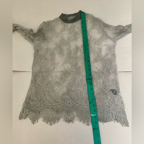 POL charcoal long lace bell sleeve boho overlay top size M - Picture 8 of 9